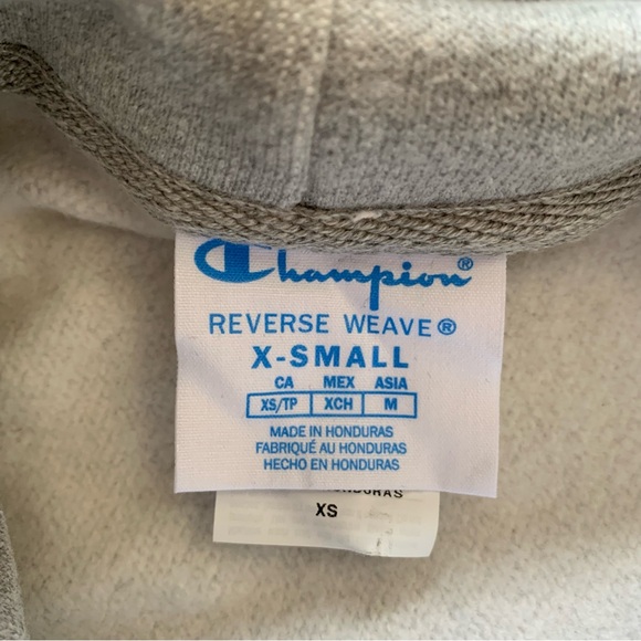 Champion Size XS Reverse Weave Hoodie Sweatshirt Grey RARE Lantern Print NWOT - Picture 9 of 16